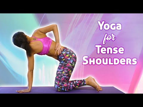 Yoga Stretches for Tense Shoulders, Forward Shoulder Posture, Pain Relief - with Sheena