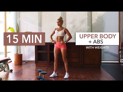 UPPER BODY + ABS - Gym Style, Circuit Training with breaks, weights / alternative: bottles