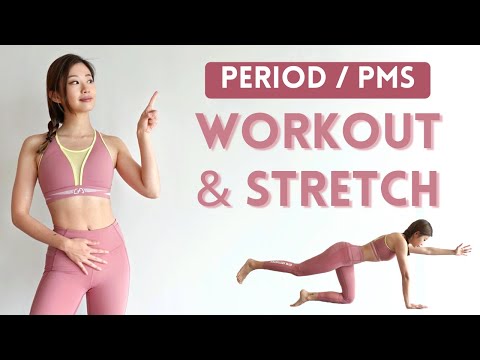 Workout + Stretch on Period & PMS | Reduce Bloating, Ease Menstrual Cramp