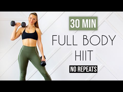 FULL BODY HIIT with weights (NO REPEATS, NO JUMPING)